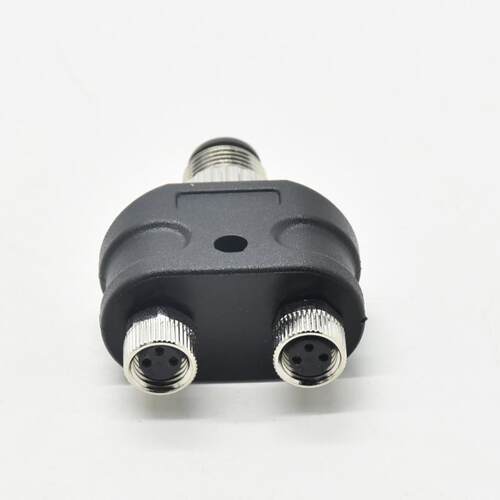 M12分线接头y型4芯公头转M8母头一拖二3芯4芯m12防水连接器