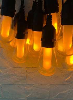 爆款火焰S14球泡LED灯串户外露营灯复古防水花园庭院灯氛围灯