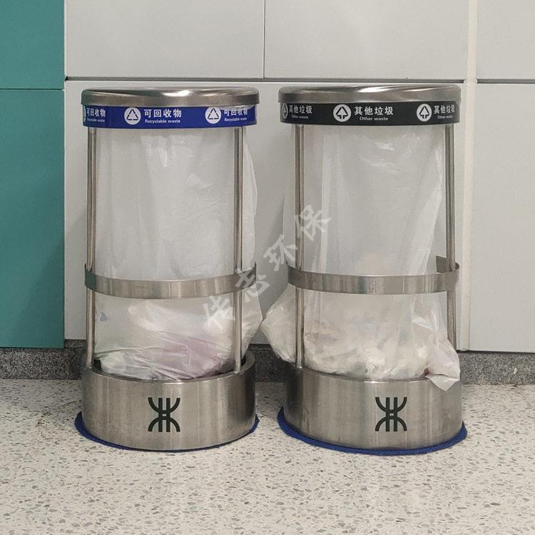 地铁站垃圾桶定制透明不锈钢果皮箱厂家室内圆柱形金属防爆桶