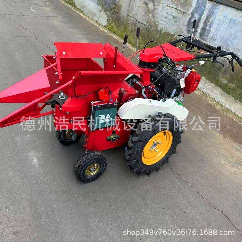 新款小型玉米收割机割台配手推式单行收玉米机秸秆收割机