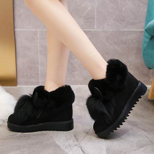 正品毛毛鞋内增新高202季5款地靴女款冬东北雪大棉鞋女冬真毛加绒