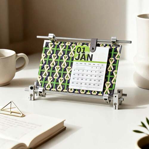 杂茴事光轴竹编台历2026新款办公室创意日历磁吸桌面摆件照片定制