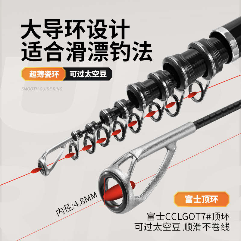 森诺诺言矶钓竿大导环远投滑漂专用杆长节超轻超硬富士顶环矶竿