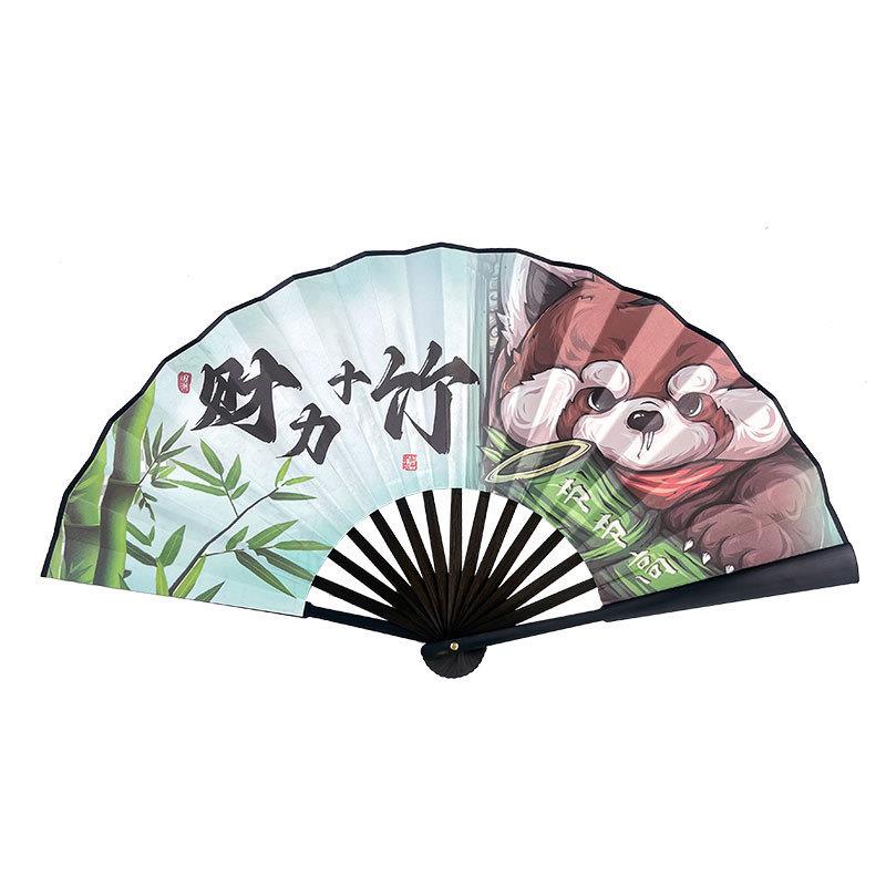 十寸国潮子潮扇新款语漫扇古风绢84298布防水蹦迪双面网红画扇折