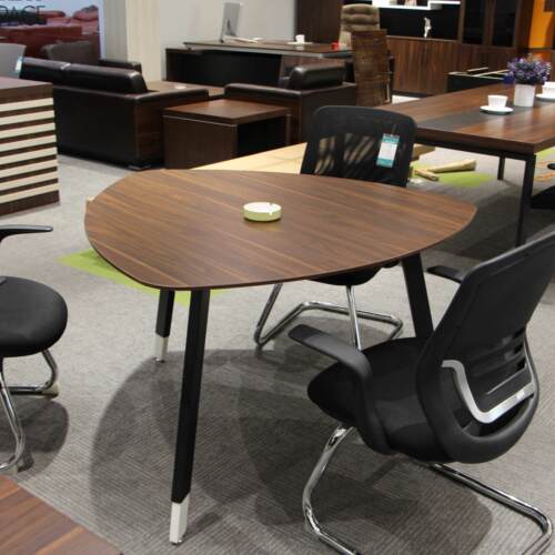 三角形会议桌办公桌洽谈桌时尚简约现代桌子会客胡桃实木办公家俱