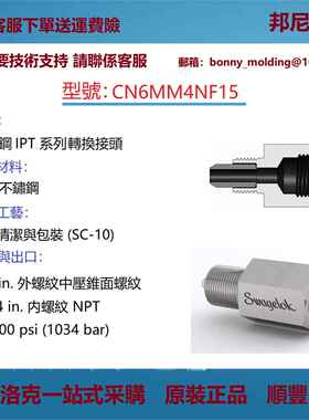 CN6MM4NF15世伟洛克Swagelok316不锈钢IPT系列转换接头