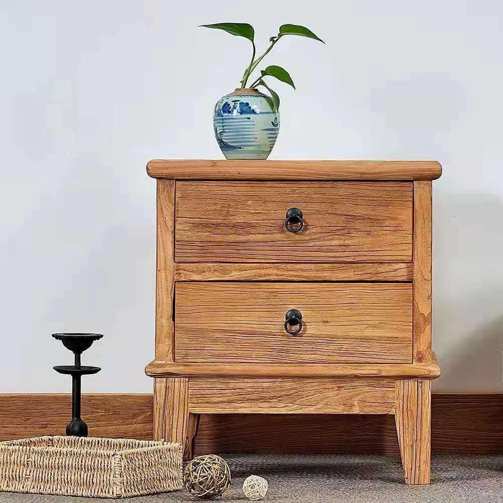 老榆木柜子新中式客厅储物收纳抽屉柜民宿餐边柜卧室实木床头柜子