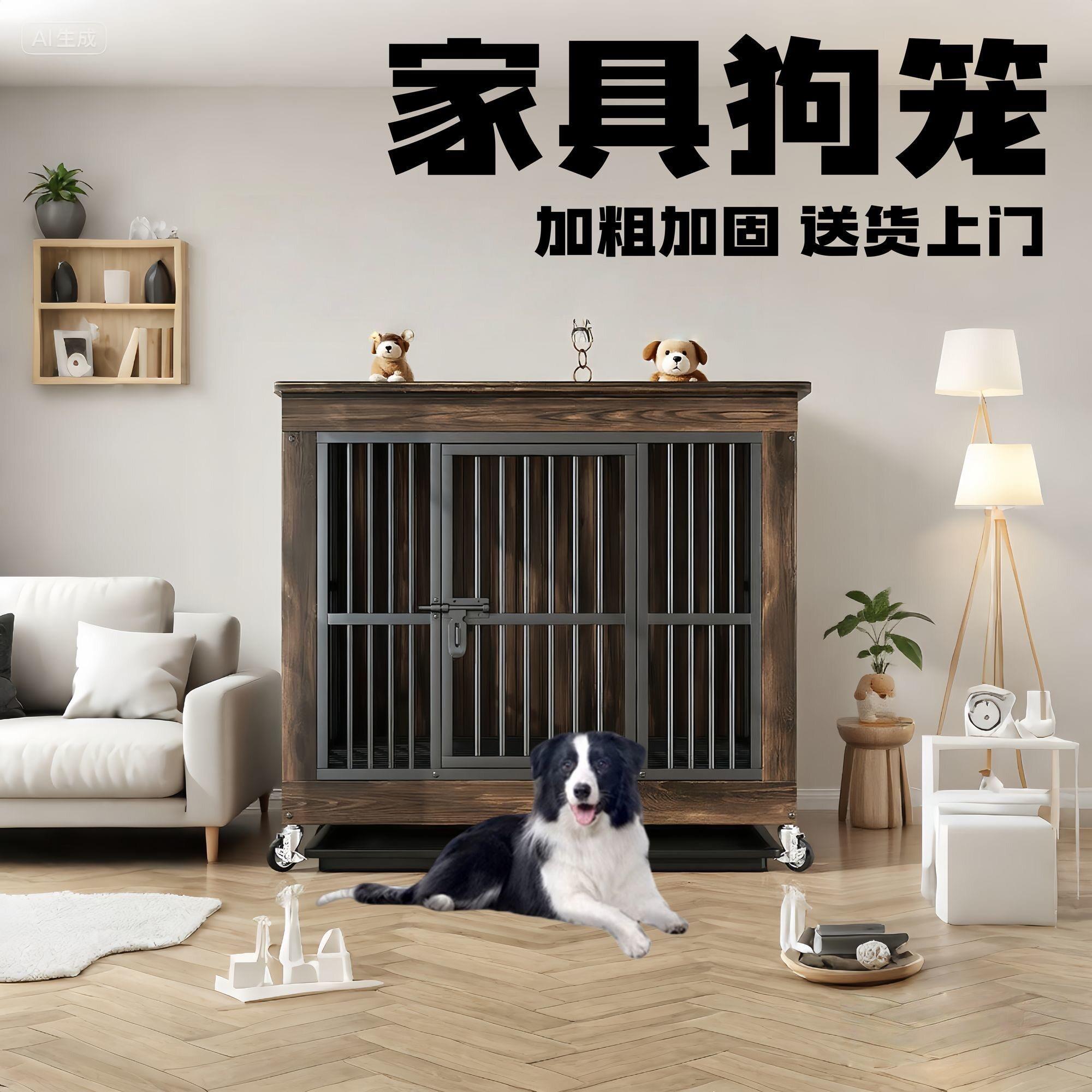 新疆包邮木质狗笼热销榜厕所一体猛犬专用加厚加粗钢管宠物别墅窝