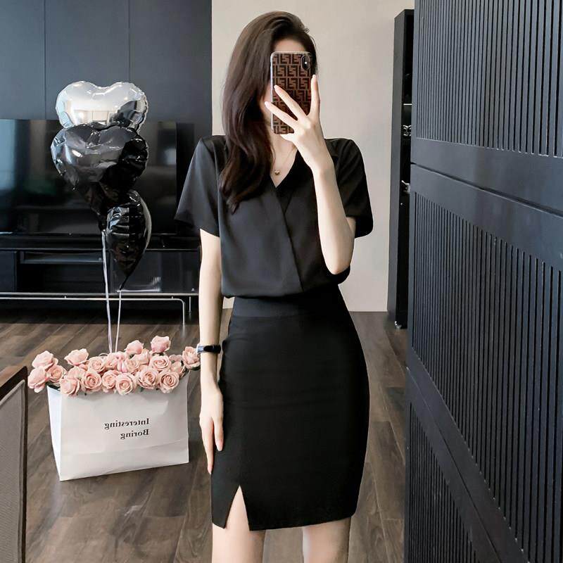 酒店前台工作装套装女空姐职业装礼仪制服气质高端短袖衬衫包裙夏