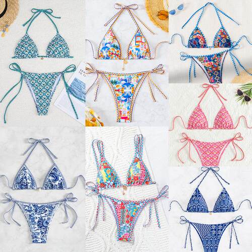 Two-Piece Printed Bikini Set, Vibrant Colors, Fashionable