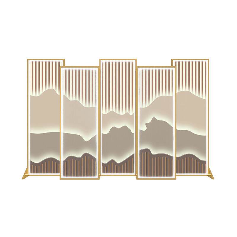 轻奢铝合金发光带灯屏风隔断墙客厅玄关酒店大厅背景墙办公室玻璃