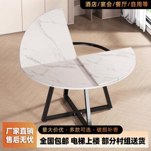 折叠圆桌实木餐桌家用吃饭桌子加转盘12人圆台面新型四折叠桌面板