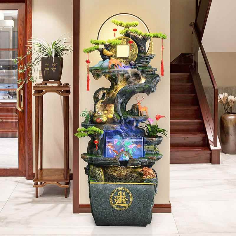 假山环流水喷泉招IOC财加湿关摆件循家居办公室玄开地业鱼缸落装
