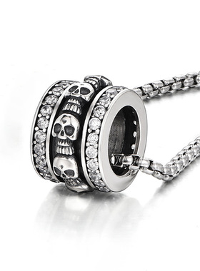 优乐骷髅银环项链男士时尚吊坠