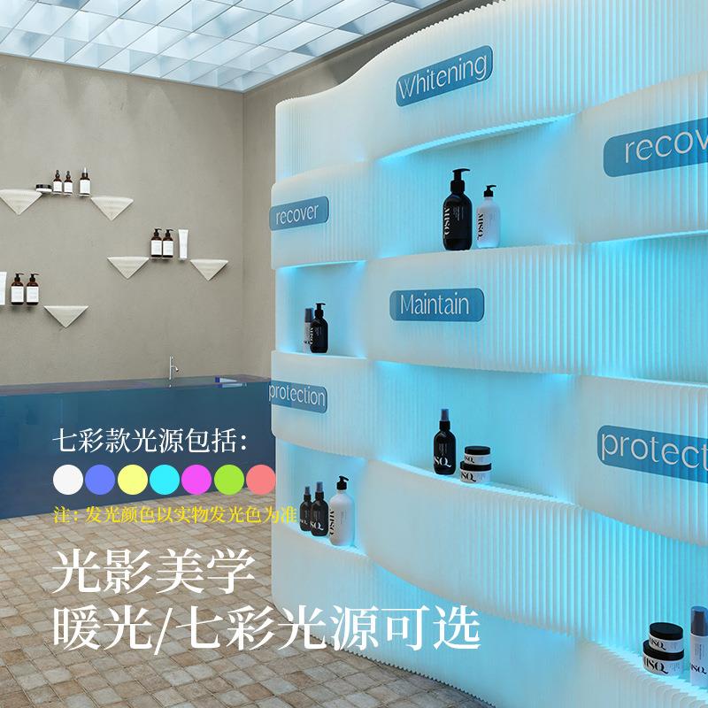 十八纸屏风隔断背景展示墙发光隔断装饰置物架陈列服装店直播展厅