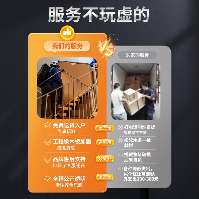 BESSN金晶五线超白玻璃鱼缸家用客厅大型溪流缸裸缸小型生态龟缸图片