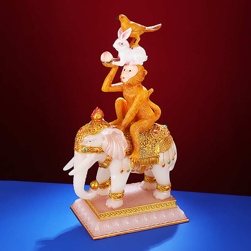 藏传供奉和睦四瑞吉祥居家四兽摆件藏式吉祥四瑞摆件