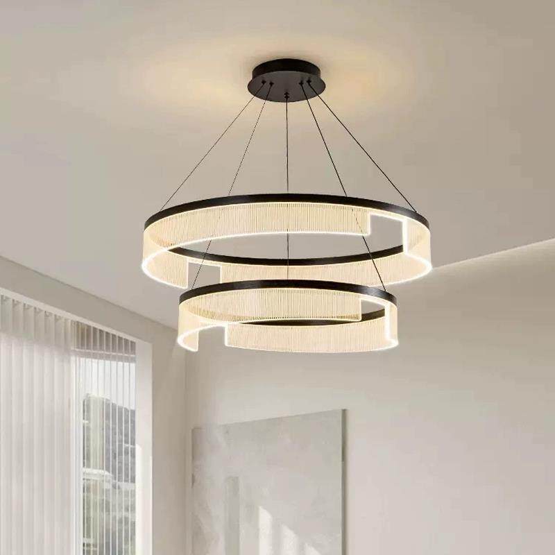 现代简约客厅高亮吊灯铝材复式楼大灯圆形长方形餐厅灯卧室书房灯