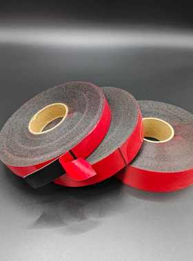 PE红膜黑色双面胶 强力海绵高粘度泡沫泡棉厚双面胶粘贴胶带