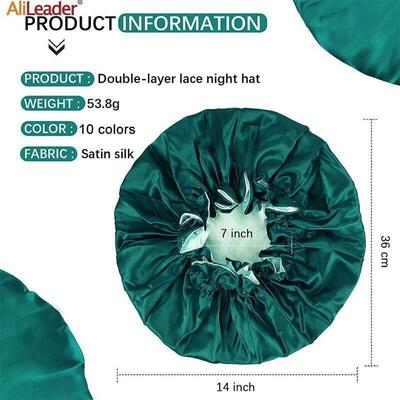 Logo Silk Satin Night Sleep Cap Hair Bonnet Hat Silk Reversi