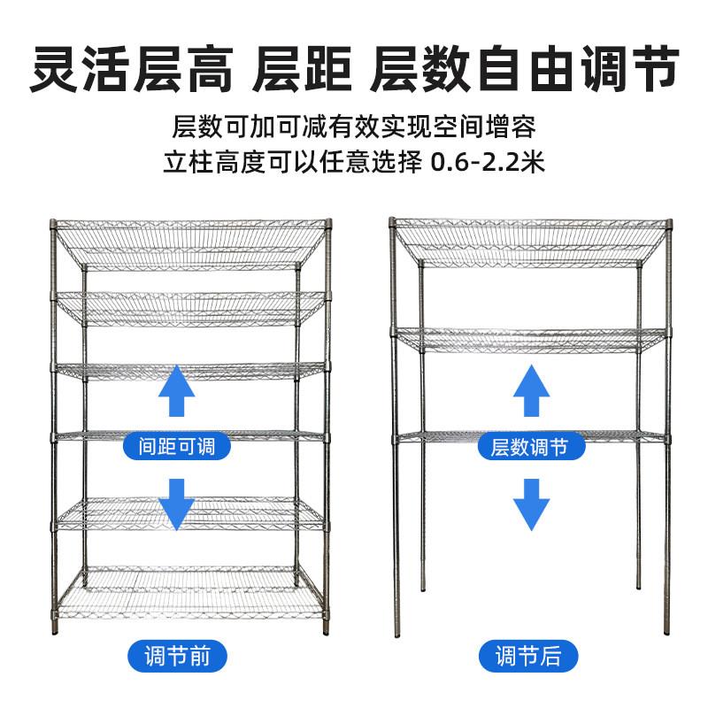 静镀铬碳电钢货展架线网格不锈钢家用防带轮可移动仓库货架示架子