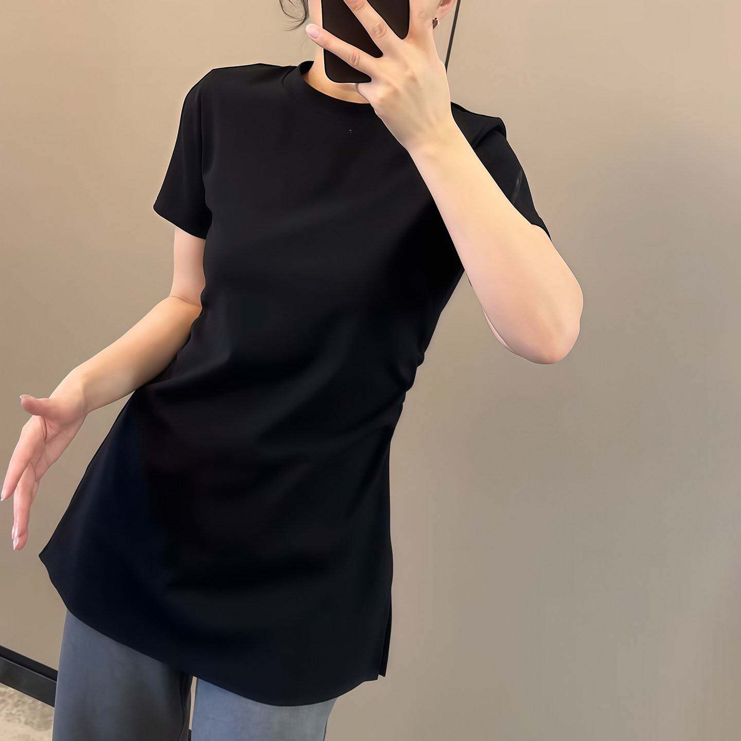 设计感中长款短袖t恤女2026夏季新款大码胖mm显瘦百搭女士上衣