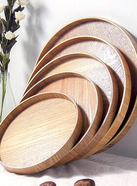 Japanese Style Round Tray Food Serving Plate Wood Snack Dese