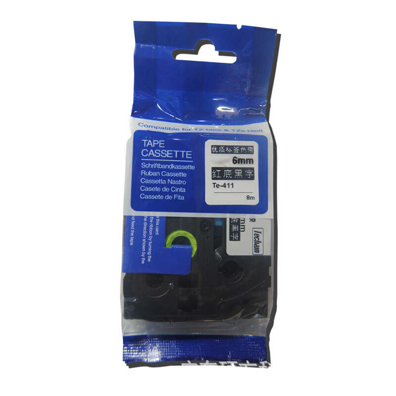 标签打印色带Te-431 6~36mm标签纸红底黑字不干胶覆膜标签带
