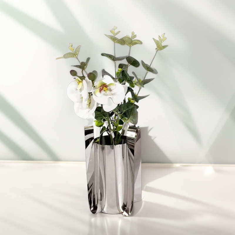 现代简约欧式银色金属裙边花器花瓶摆件样板房售楼处软装饰品,特色手工艺,其他特色工艺品,淘宝优惠券,粉丝福利购,淘宝优惠卷