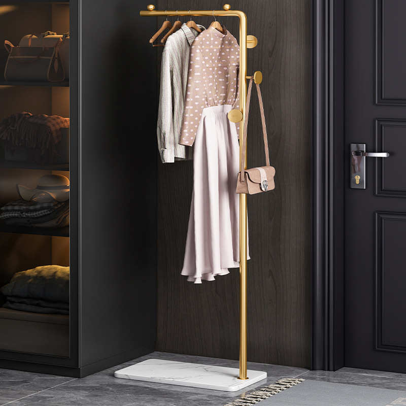 北欧挂衣架落地卧室简易家用置物架轻奢室内杆式晾衣服架子衣帽架
