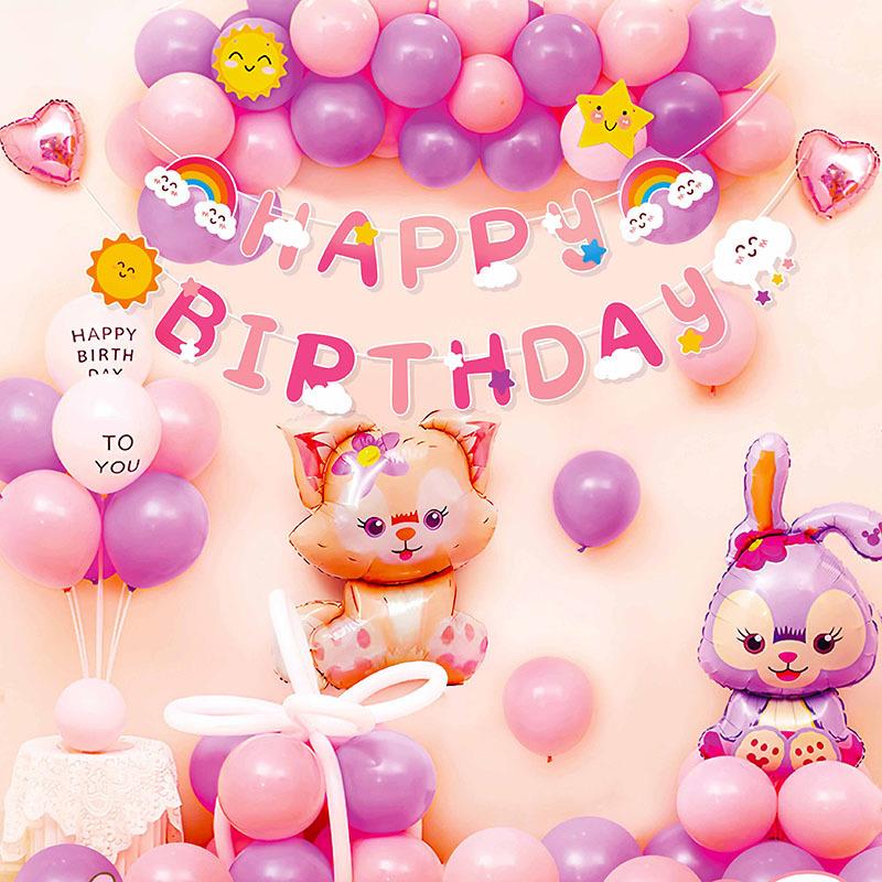 儿童周岁男生日快乐气球佐致(收套装女孩生日气派对场景置背景墙