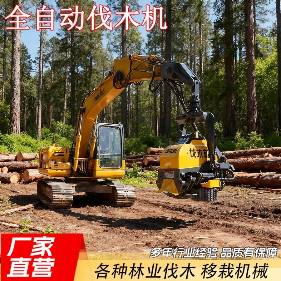 园林树木抓木伐木锯林木砍伐挖机改装液压伐树锯全自动伐木机