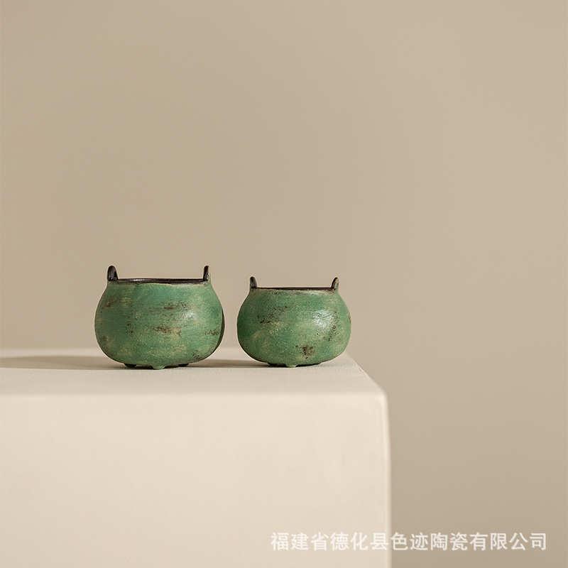 手工粗陶粉引侘寂风线香插香炉香座茶室桌摆件香薰香道配件批发