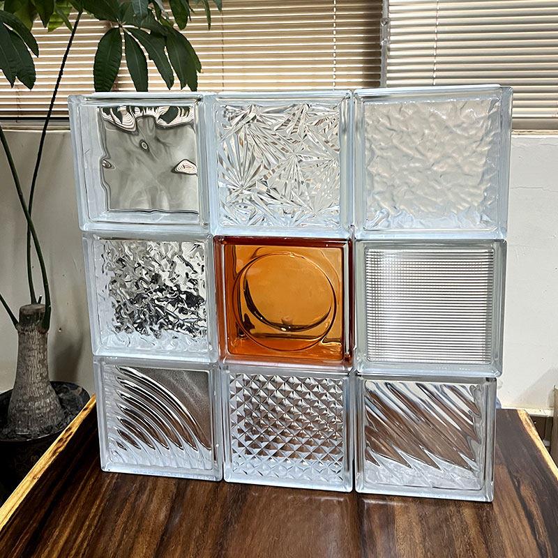 玻璃砖水晶砖化妆室隔板墙屏风透光不透人彩色实心空心家用透明砖
