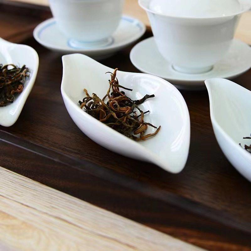 白瓷茶则三件套功夫茶具茶艺表演茶荷茶则茶道零配茶叶展示分茶器