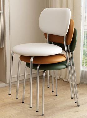 北欧简约现代靠背椅家用餐椅轻奢中古奶油风椅子奶茶店餐桌休闲椅