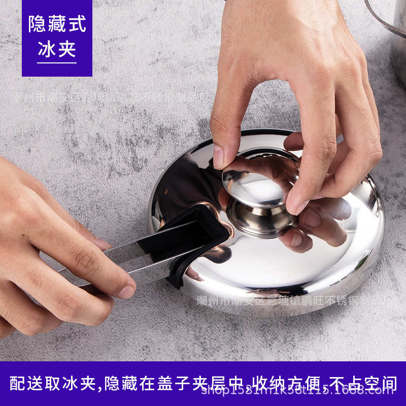 304不锈钢冰桶双层带盖手提1.3L直身双层冰桶香槟桶酒店用品