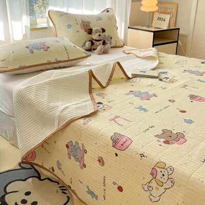 纯棉床盖单全榻榻米专绗缝件三层加厚用床单床罩三件ZVF套四季棉