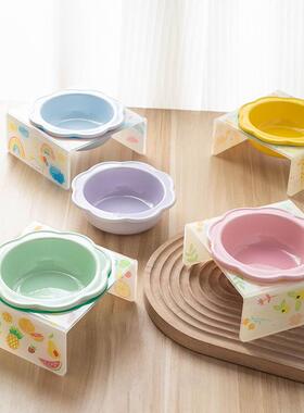 卡通宠物碗亚克力架花朵陶瓷猫碗增高餐桌猫狗单碗托架护颈防打翻