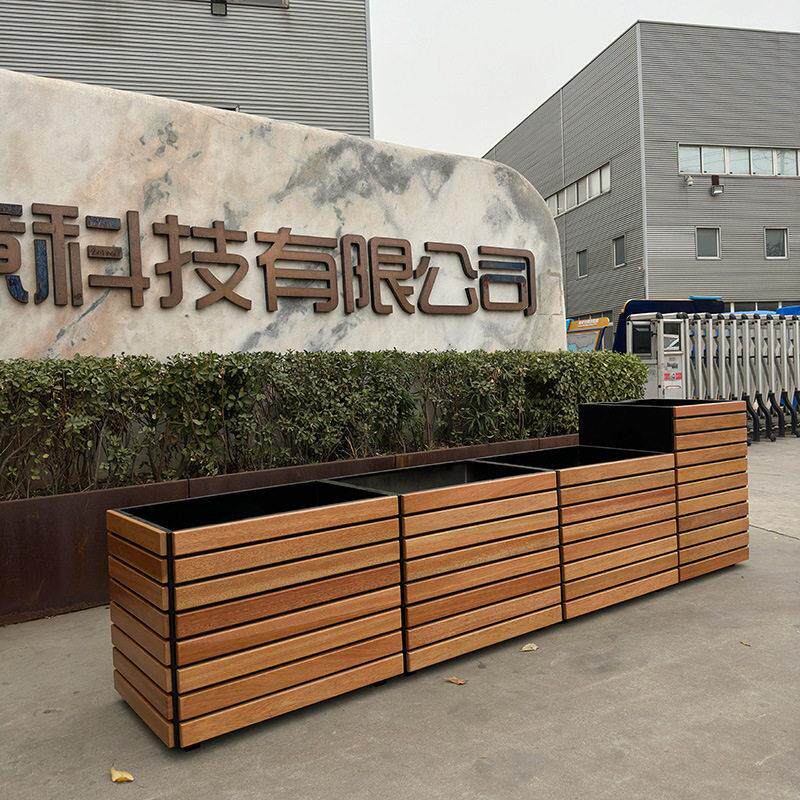 户外景观花箱不锈钢防腐木组合花箱道路隔离商场公园广场绿化花槽