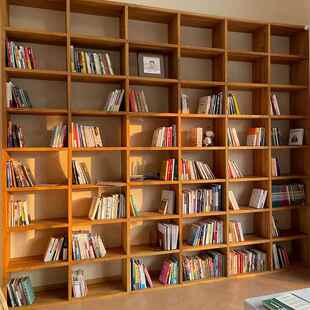 老榆木书架定定制面墙OXX书架实木书格墙子做满书架落整地置物架