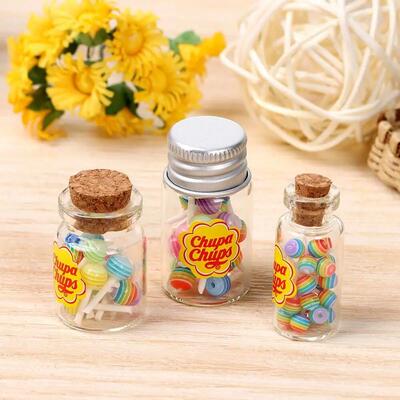 1/12 Scale Lollipops With Jar Mini Food Simulation Sugar Can