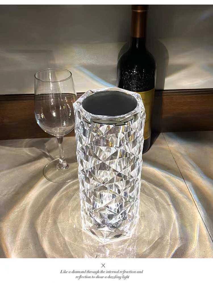 лампа 水晶台灯 卧室房间玫瑰装饰灯 感应插电情调氛围灯浪漫充电小夜灯