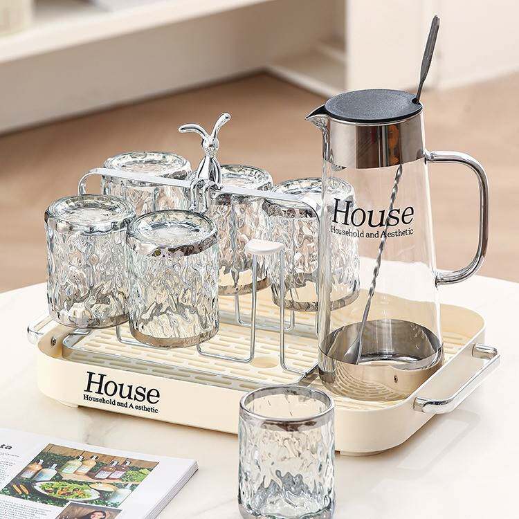 轻奢玻璃水具家用大容量凉水壶高级感杯架托盘组合套装乔迁礼品