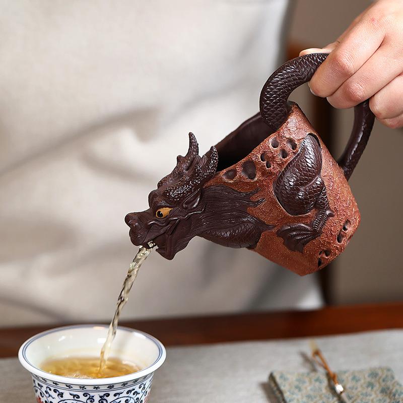 精品宜兴创意纯手工紫砂茶海 龙公道杯中国风茶具配件分茶器