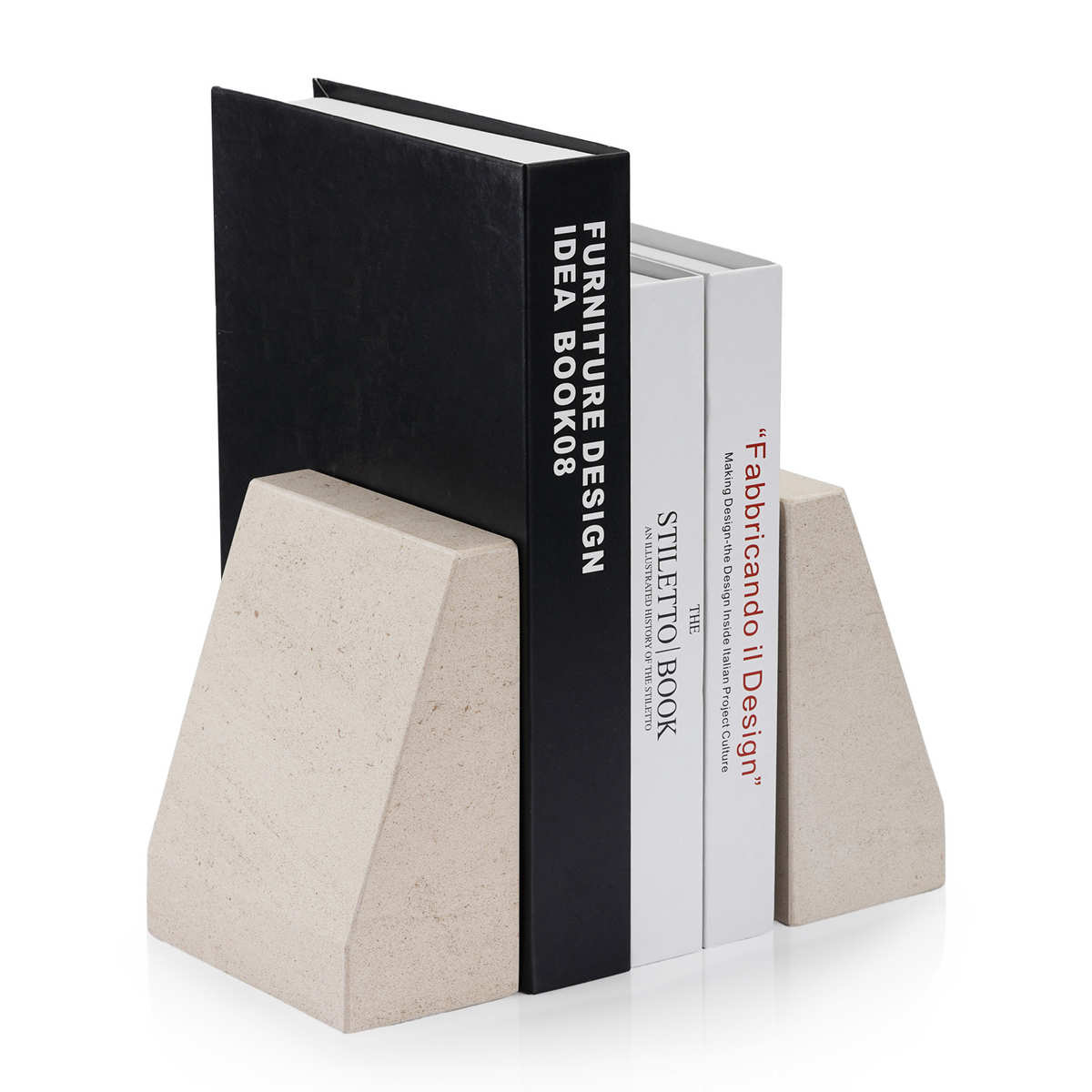 简约大理石书靠天然矿石书档书房桌面客厅装饰几何体软装现代摆件