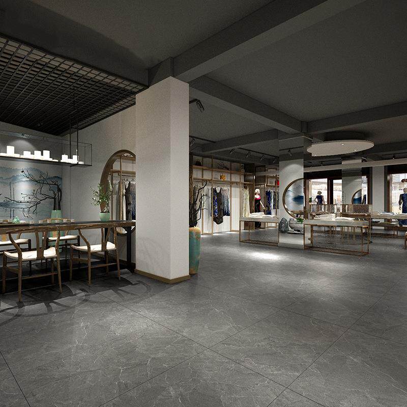 柔光精雕釉灰色水磨石瓷砖600x1200餐厅服装连锁店地砖哑光仿