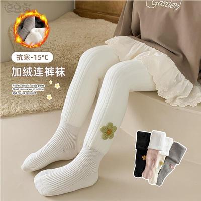 女童连裤袜秋冬加绒连体袜子薄绒加厚宝宝秋季纯棉连脚儿童打底裤
