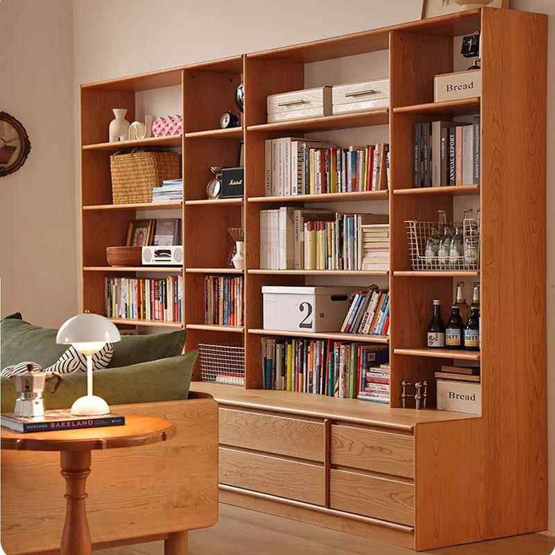 北樱美架桃木书柜现代日式组实合书客厅全木满墙带卡座SG-006落地