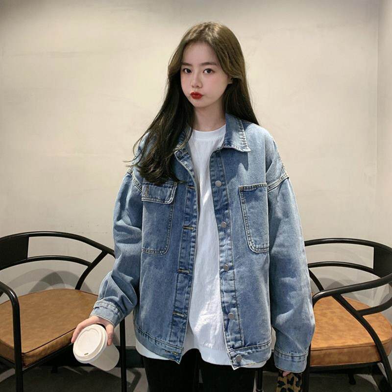 韩国牛仔外套女春秋韩版2025新款宽松bf慵懒风百搭大尺码中长版上